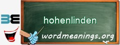 WordMeaning blackboard for hohenlinden